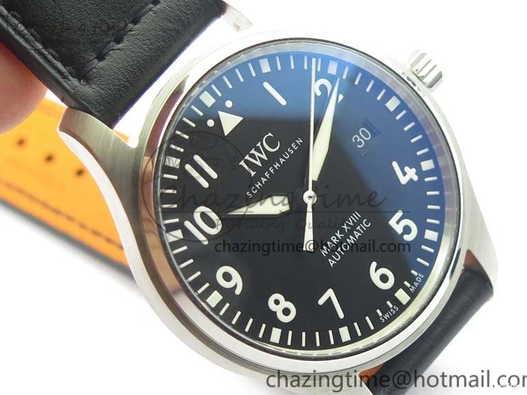 MIROTIME 0224 Soft MARK XVIII IW327001 SS FKF 1:1 Best Edition Black Dial On Black Leather Strap 7119